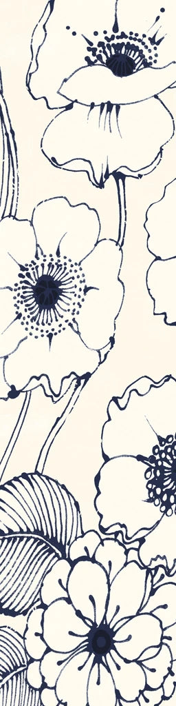 Navy Pen and Ink Flowers II Crop by Wild Apple Portfolio