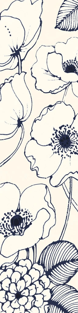 Navy Pen and Ink Flowers III Crop by Wild Apple Portfolio