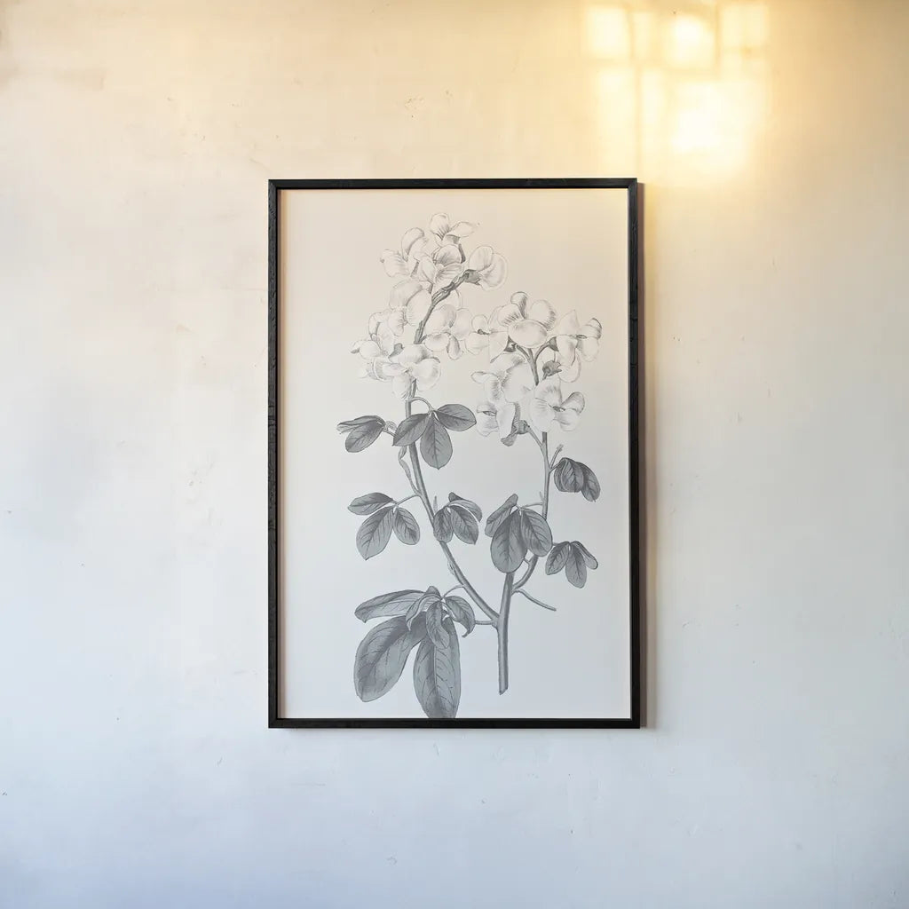 Neutral Botanical III by Wild Apple Portfolio. shown as a paper print in a black flame. Available as a archival giclee rolled canvas, fine art paper, or poster print. SKU 30694h.