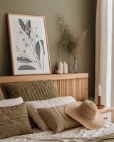 Neutral Botanical V by Wild Apple Portfolio. shown as a paper print in a natural frame. Available as a archival giclee rolled canvas, fine art paper, or poster print. SKU 30696h.