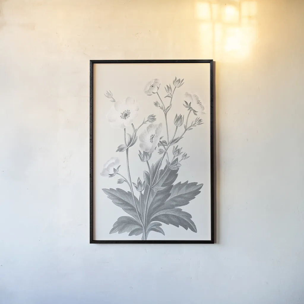 Neutral Botanical VI by Wild Apple Portfolio. shown as a paper print in a black flame. Available as a archival giclee rolled canvas, fine art paper, or poster print. SKU 30697h.