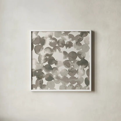 Neutral Circles by Wild Apple Portfolio. Shown in a crisp white glass frame for a clean and minimalist style. Available as an archival giclee rolled canvas, fine art paper, or poster print. SKU 21183a.