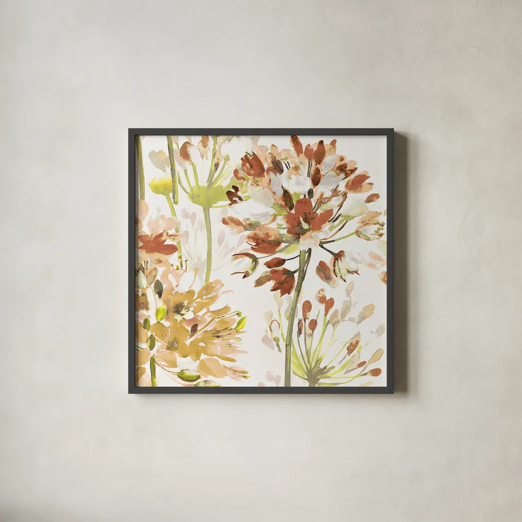 Neutral Medley V by Wild Apple Portfolio. Shown in a sleek black glass frame for a contemporary gallery look. Available as an archival giclee rolled canvas, fine art paper, or poster print. SKU 30739a.