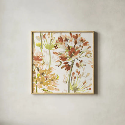 Neutral Medley V by Wild Apple Portfolio. Shown in a natural wood glass frame for a timeless modern aesthetic. Available as an archival giclee rolled canvas, fine art paper, or poster print. SKU 30739a.
