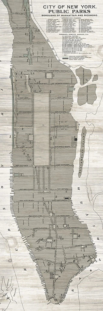 New York Parks Map Vertical by Wild Apple Portfolio