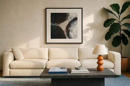 Newgrange by Wild Apple Portfolio. Displayed in a glass frame with matte in a clean modern living room. Available as an archival giclee rolled canvas, fine art paper, or poster print. SKU 71762a.