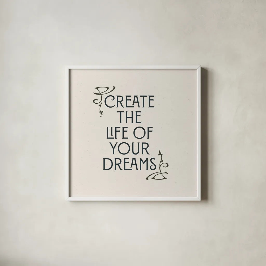 Nouveau Words I by Wild Apple Portfolio. Shown in a crisp white glass frame for a clean and minimalist style. Available as an archival giclee rolled canvas, fine art paper, or poster print. SKU 71220a.