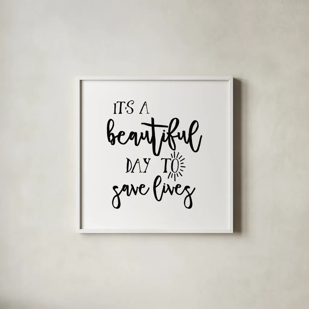 Nurse Inspiration I by Wild Apple Portfolio. Shown in a crisp white glass frame for a clean and minimalist style. Available as an archival giclee rolled canvas, fine art paper, or poster print. SKU 54322a.