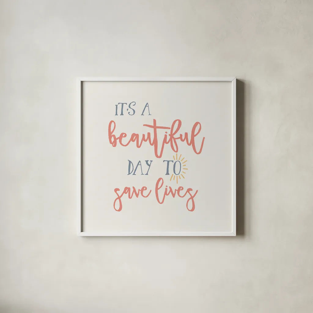 Nurse Inspiration I Color by Wild Apple Portfolio. Shown in a crisp white glass frame for a clean and minimalist style. Available as an archival giclee rolled canvas, fine art paper, or poster print. SKU 54610a.