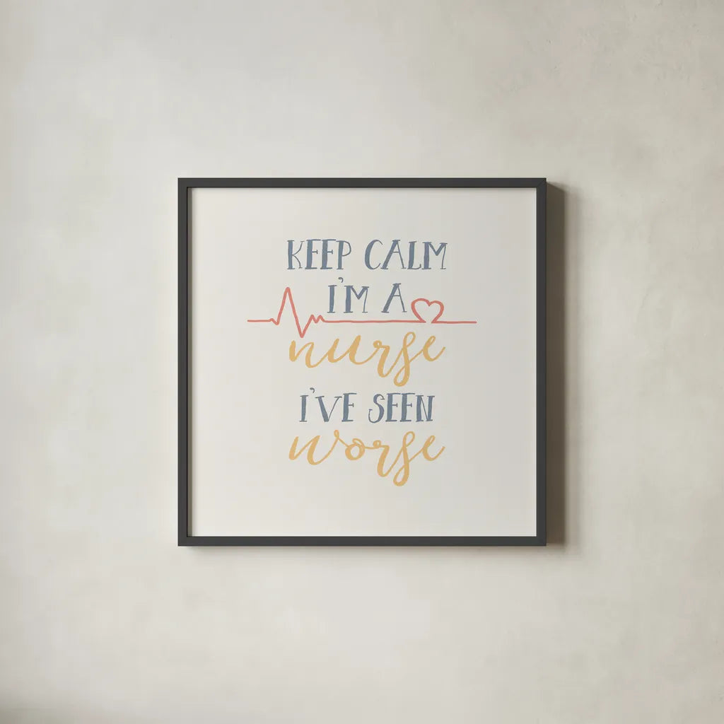 Nurse Inspiration II Color by Wild Apple Portfolio. Shown in a sleek black glass frame for a contemporary gallery look. Available as an archival giclee rolled canvas, fine art paper, or poster print. SKU 54611a.