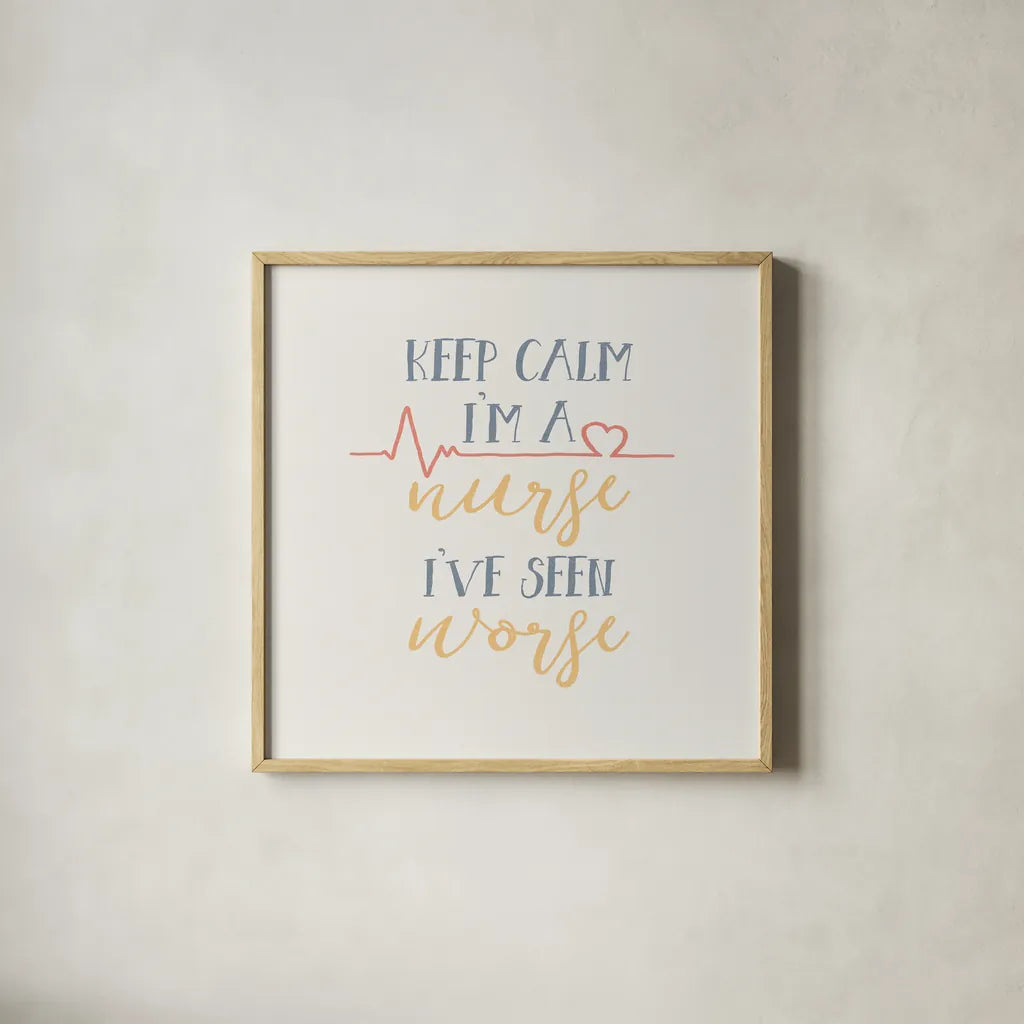 Nurse Inspiration II Color by Wild Apple Portfolio. Shown in a natural wood glass frame for a timeless modern aesthetic. Available as an archival giclee rolled canvas, fine art paper, or poster print. SKU 54611a.