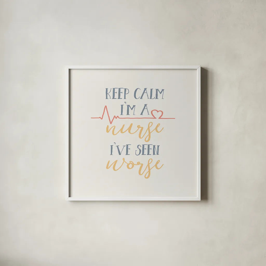 Nurse Inspiration II Color by Wild Apple Portfolio. Shown in a crisp white glass frame for a clean and minimalist style. Available as an archival giclee rolled canvas, fine art paper, or poster print. SKU 54611a.