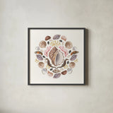 Ocean Mandala III by Wild Apple Portfolio. Shown in a sleek black glass frame for a contemporary gallery look. Available as an archival giclee rolled canvas, fine art paper, or poster print. SKU 35807a.