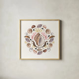 Ocean Mandala III by Wild Apple Portfolio. Shown in a natural wood glass frame for a timeless modern aesthetic. Available as an archival giclee rolled canvas, fine art paper, or poster print. SKU 35807a.