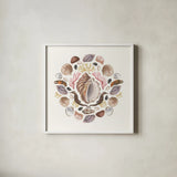 Ocean Mandala III by Wild Apple Portfolio. Shown in a crisp white glass frame for a clean and minimalist style. Available as an archival giclee rolled canvas, fine art paper, or poster print. SKU 35807a.