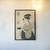 Okita of the Tea House by Wild Apple Portfolio. shown as a paper print in a black flame. Available as a archival giclee rolled canvas, fine art paper, or poster print. SKU 104938h.