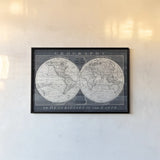 Old World Globe by Wild Apple Portfolio. shown as a paper print in a black flame. Available as a archival giclee rolled canvas, fine art paper, or poster print. SKU 39698i.