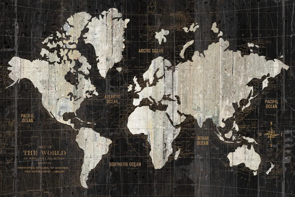 Old World Map Black by Wild Apple Portfolio. SKU 69973i. Archival Giclee Fine art print for wall decor.