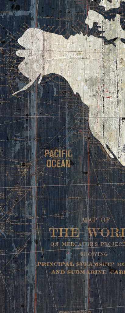 Old World Map Blue Panel I by Wild Apple Portfolio