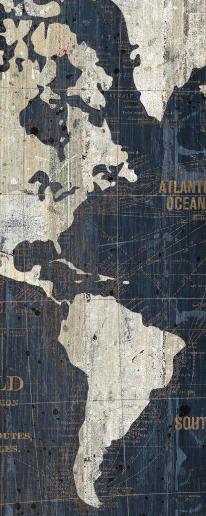 Old World Map Blue Panel II by Wild Apple Portfolio