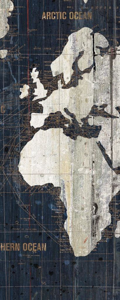 Old World Map Blue Panel III by Wild Apple Portfolio
