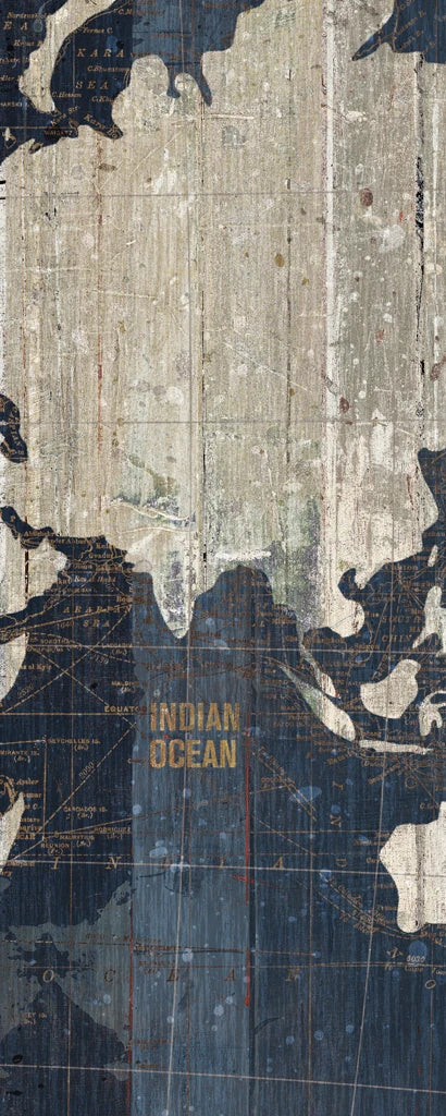 Old World Map Blue Panel IV by Wild Apple Portfolio