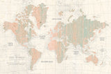 Old World Map Blush and Mint by Wild Apple Portfolio. SKU 41810i. Archival Giclee Fine art print for wall decor.