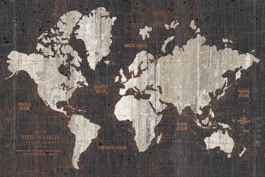 Old World Map Dark Neutral by Wild Apple Portfolio. SKU 82961i. Archival Giclee Fine art print for wall decor.