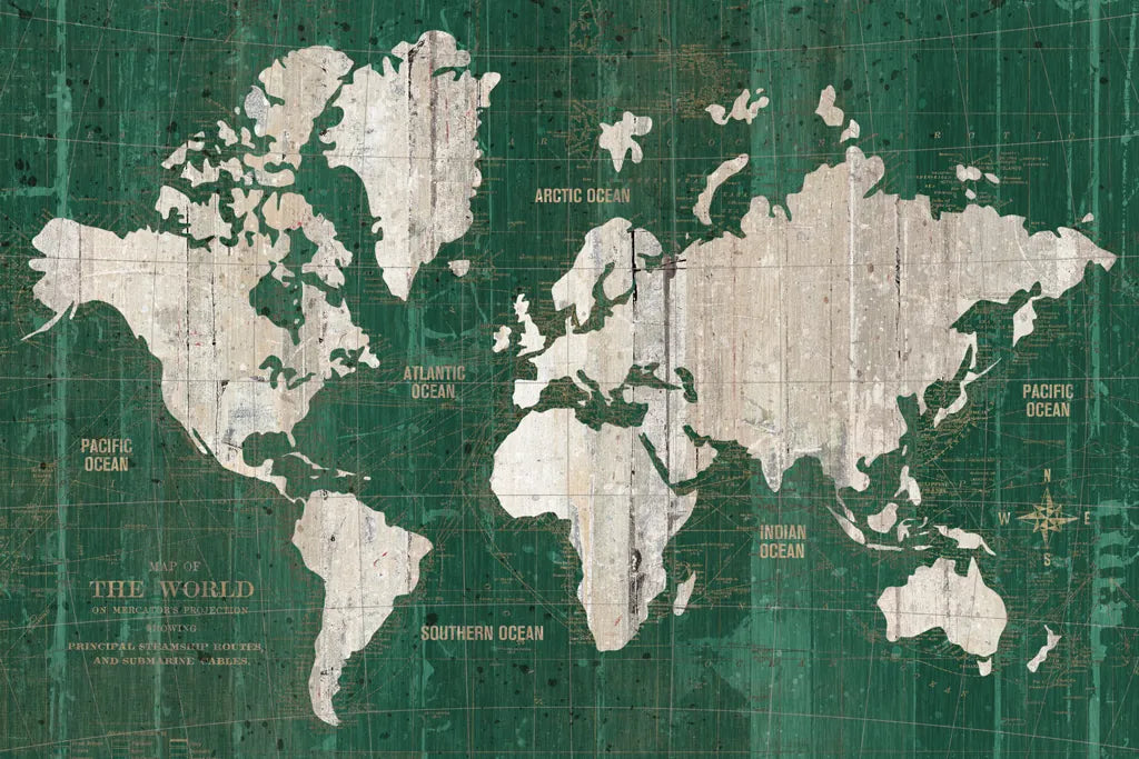 Old World Map Green by Wild Apple Portfolio. SKU 82334i. Archival Giclee Fine art print for wall decor.
