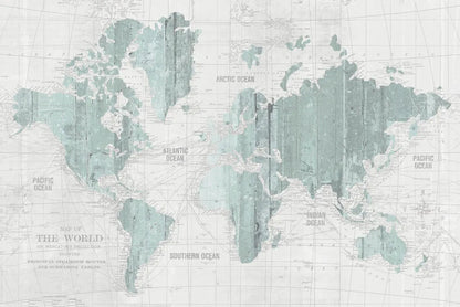 Old World Map Mint Gray by Wild Apple Portfolio. SKU 41813i. Archival Giclee Fine art print for wall decor.