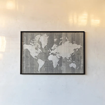 Old World Map Neutral by Wild Apple Portfolio. shown as a paper print in a black flame. Available as a archival giclee rolled canvas, fine art paper, or poster print. SKU 41811i.