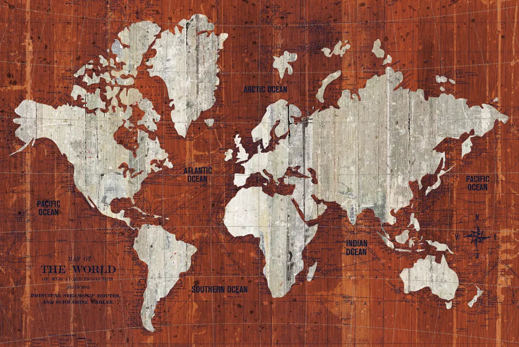 Old World Map Rust by Wild Apple Portfolio. SKU 69974i. Archival Giclee Fine art print for wall decor.