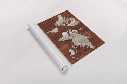 Old World Map Rust by Wild Apple Portfolio. shown as a rolled paper print. Available as archival giclee rolled canvas, fine art paper, or poster print. SKU 69974i.