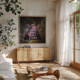 Out of this World III by Wild Apple Portfolio. Shown in a natural wood frame in a cozy modern living room. Available as an archival giclee rolled canvas, fine art paper, or poster print. SKU 49838a.