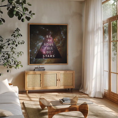 Out of this World III by Wild Apple Portfolio. Shown in a natural wood frame in a cozy modern living room. Available as an archival giclee rolled canvas, fine art paper, or poster print. SKU 49838a.