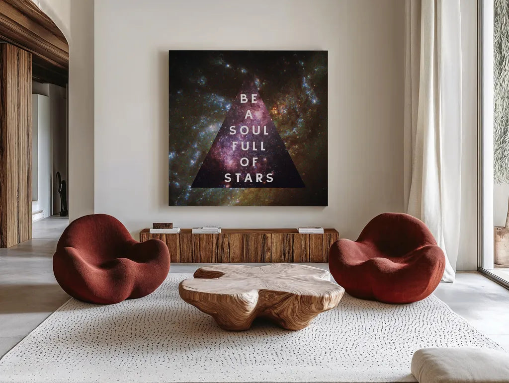 Out of this World III by Wild Apple Portfolio. Shown as extra-large giant wall art in a modern living room. Available as an archival giclee rolled canvas, fine art paper, or poster print. SKU 49838a.