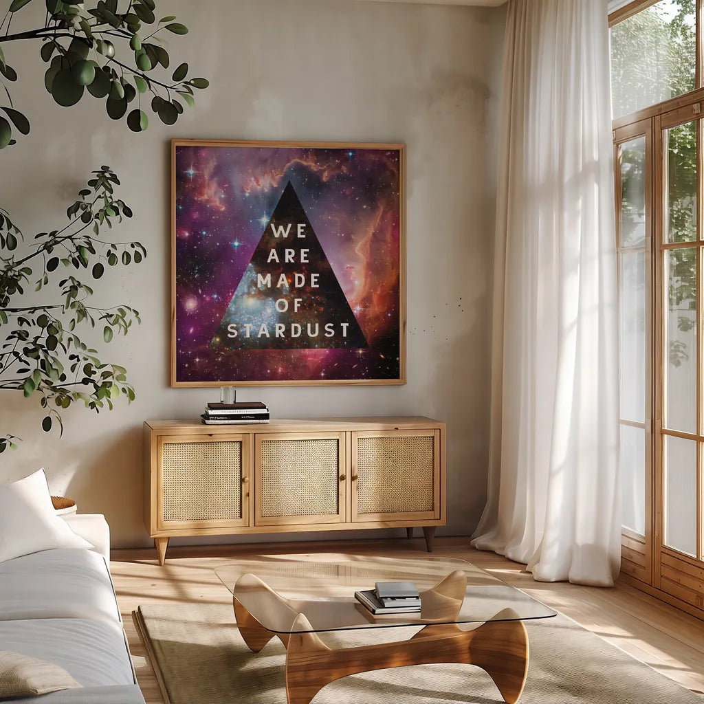 Out of this World IV by Wild Apple Portfolio. Shown in a natural wood frame in a cozy modern living room. Available as an archival giclee rolled canvas, fine art paper, or poster print. SKU 49839a.