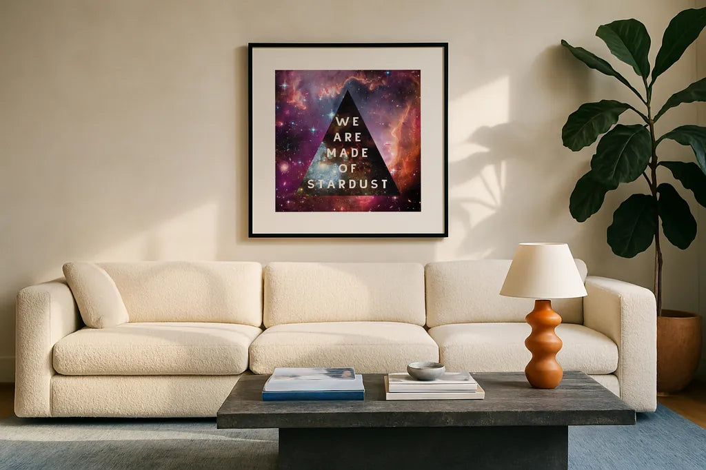 Out of this World IV by Wild Apple Portfolio. Displayed in a glass frame with matte in a clean modern living room. Available as an archival giclee rolled canvas, fine art paper, or poster print. SKU 49839a.