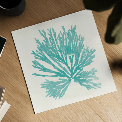 Pacific Sea Mosses II Aqua by Wild Apple Portfolio. Shown as a detailed flat fine art print, highlighting archival giclee quality. Available as an archival giclee rolled canvas, fine art paper, or poster print. SKU 55909a.