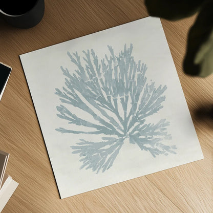 Pacific Sea Mosses II Blue by Wild Apple Portfolio. Shown as a detailed flat fine art print, highlighting archival giclee quality. Available as an archival giclee rolled canvas, fine art paper, or poster print. SKU 87174a.