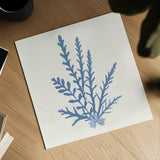 Pacific Sea Mosses III Light Blue by Wild Apple Portfolio. Shown as a detailed flat fine art print, highlighting archival giclee quality. Available as an archival giclee rolled canvas, fine art paper, or poster print. SKU 55914a.