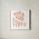 Pacific Sea Mosses XXI Red Sq by Wild Apple Portfolio. Shown in a crisp white glass frame for a clean and minimalist style. Available as an archival giclee rolled canvas, fine art paper, or poster print. SKU 53852a.