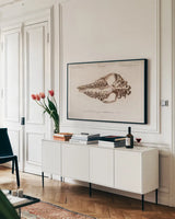 Palaeotherium Illustrated by Wild Apple Portfolio. shown as a framed stretched canvas in a living room above a console. Available as a archival giclee rolled canvas, fine art paper, or poster print. SKU 90318i.