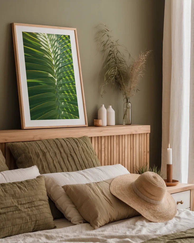 Palm Detail I by Wild Apple Portfolio. shown as a paper print in a natural frame. Available as a archival giclee rolled canvas, fine art paper, or poster print. SKU 56300h.