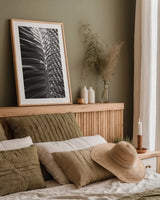 Palm Detail I BW by Wild Apple Portfolio. shown as a paper print in a natural frame. Available as a archival giclee rolled canvas, fine art paper, or poster print. SKU 56304h.