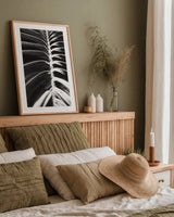 Palm Detail II BW by Wild Apple Portfolio. shown as a paper print in a natural frame. Available as a archival giclee rolled canvas, fine art paper, or poster print. SKU 56305h.