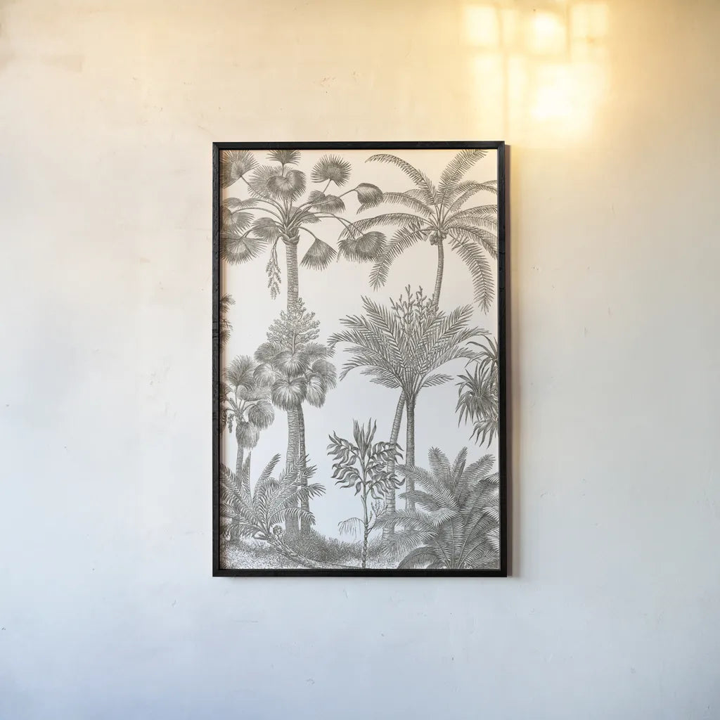 Palm Oasis II by Wild Apple Portfolio. shown as a paper print in a black flame. Available as a archival giclee rolled canvas, fine art paper, or poster print. SKU 59892h.