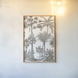 Palm Oasis II by Wild Apple Portfolio. shown as a paper print in a natural frame. Available as a archival giclee rolled canvas, fine art paper, or poster print. SKU 59892h.