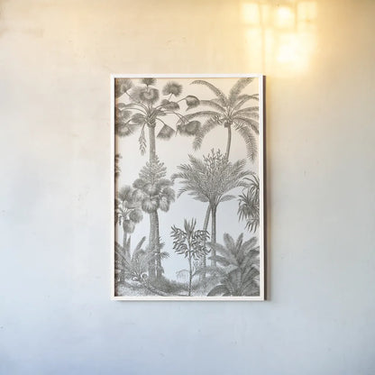Palm Oasis II by Wild Apple Portfolio. shown as a paper print in a white frame. Available as a archival giclee rolled canvas, fine art paper, or poster print. SKU 59892h.