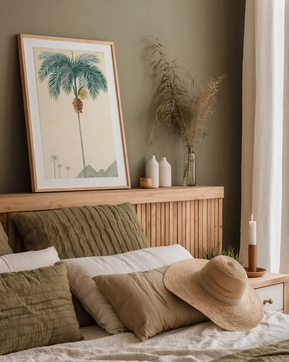 Palm Tree by Wild Apple Portfolio. shown as a paper print in a natural frame. Available as a archival giclee rolled canvas, fine art paper, or poster print. SKU 88449h.